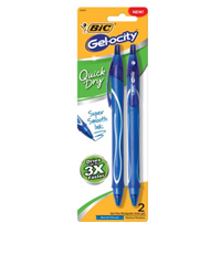 BIC Gel-ocity Quick Dry Retractable Gel Pen - Blue .7mm 2Pk