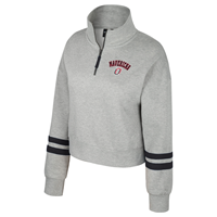 Colosseum Women's Jacket 1/4 Zip Heather Gray Omaha Bull Logo (Left Side) Black Stripes (On Sleeves)