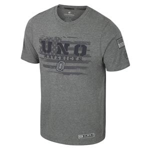 Colosseum Oht Heather Grey Omaha Mavericks O Logo (American Flag Behind) T-Shirt