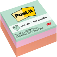 Post-it Sticky Notes Cube - Asst 2x2in 1Pk BP 400Sht-Pastel