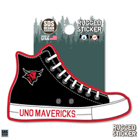 Shoe With Bull Logo And UNO Mavericks Sticker
